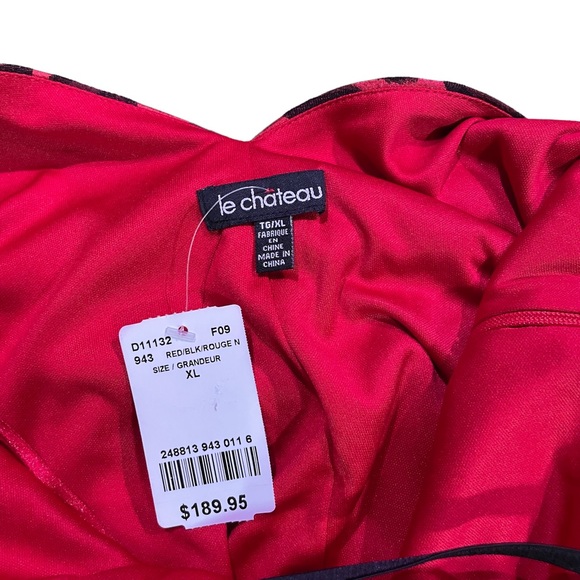 LE CHÂTEAU NWT RED ANIMAL PRINT HALTER TOP LOW-CUT BACK DRESS Size XL - Picture 11 of 16